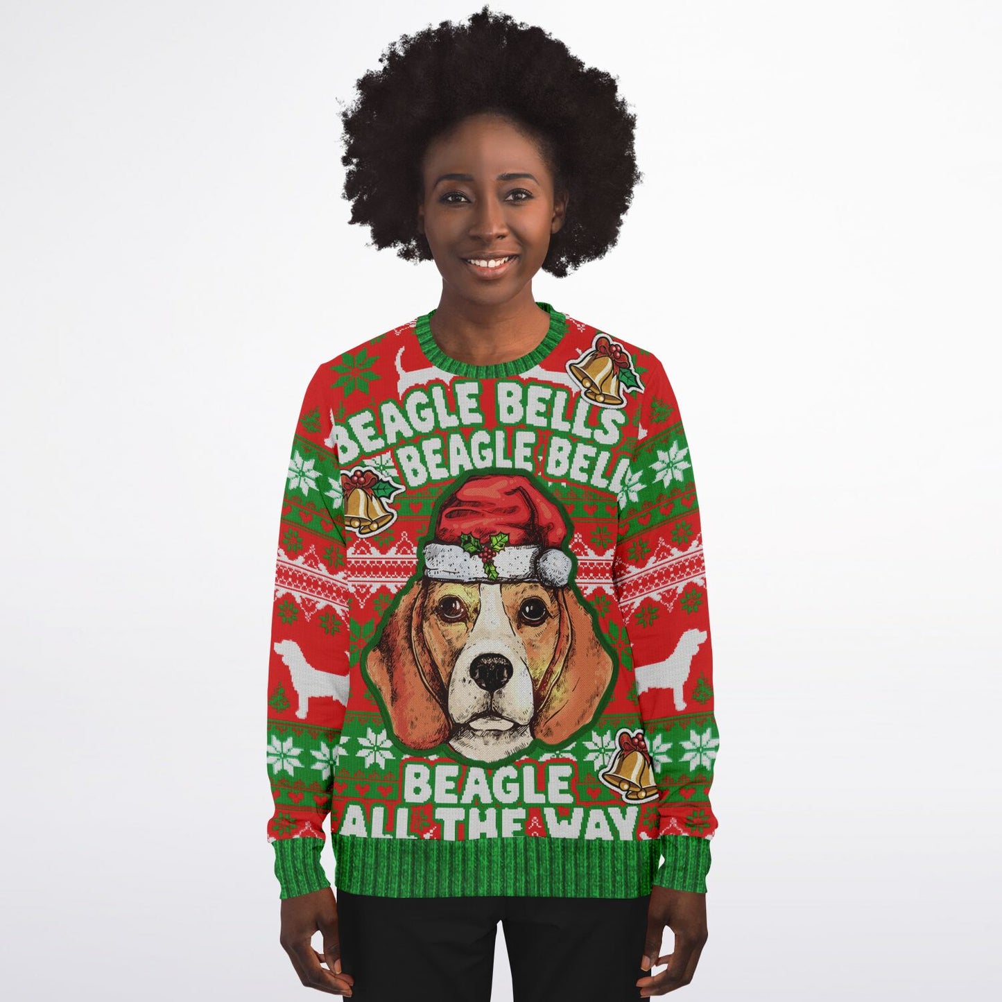 Holiday Ugly Christmas Sweater Sweatshirt BEAGLE ALL THE WAY