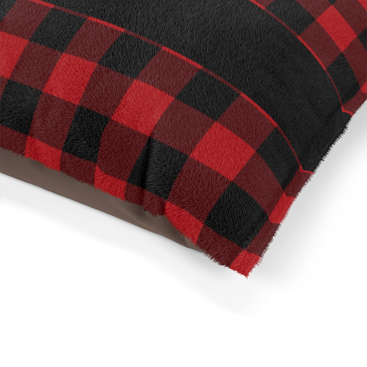 Buffalo Plaid Red And Black Personalized Pet Bed, Dog Crate Bedding