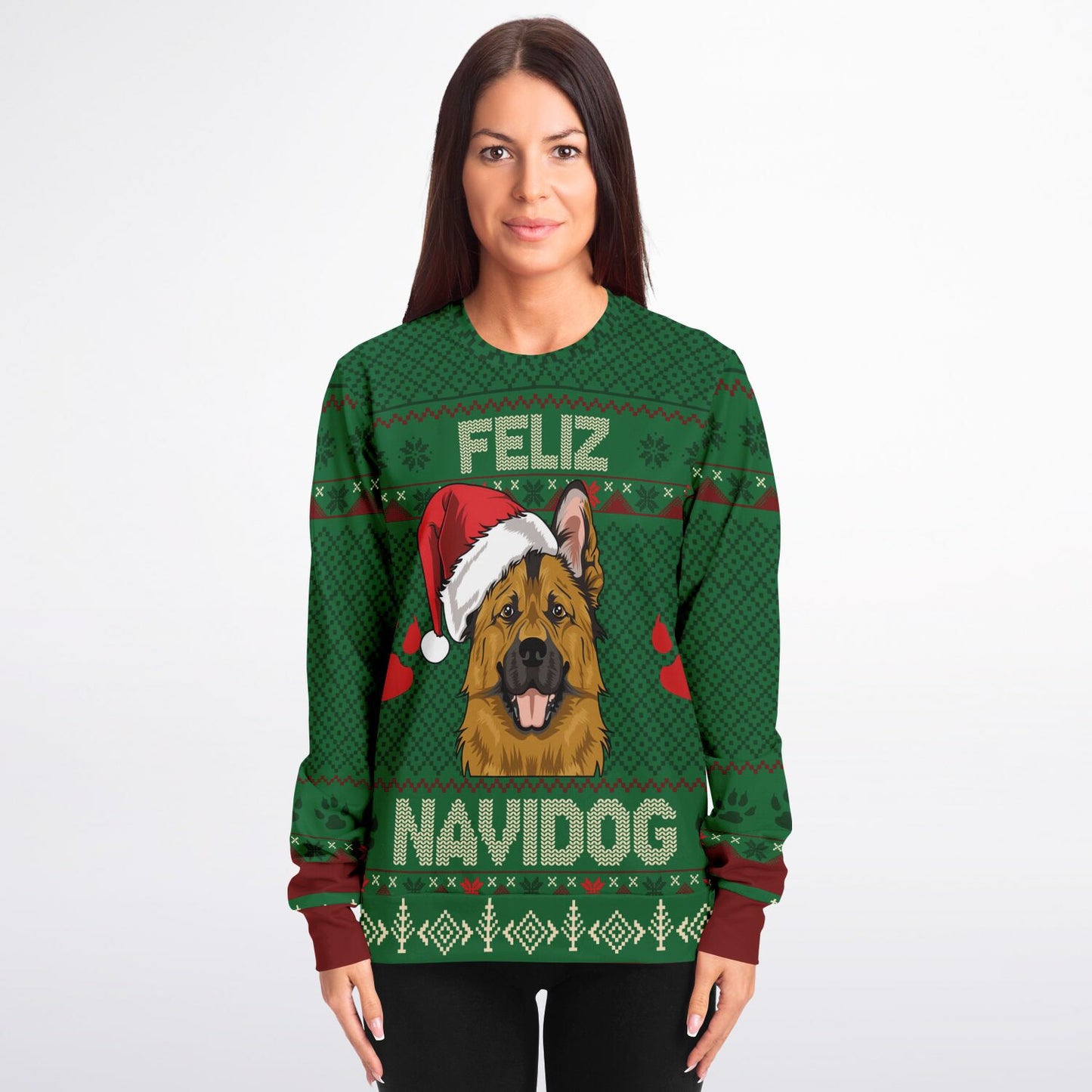 Holiday Ugly Christmas Sweater Sweatshirt FELIZ NAVIDOG - GERMAN SHEPARD