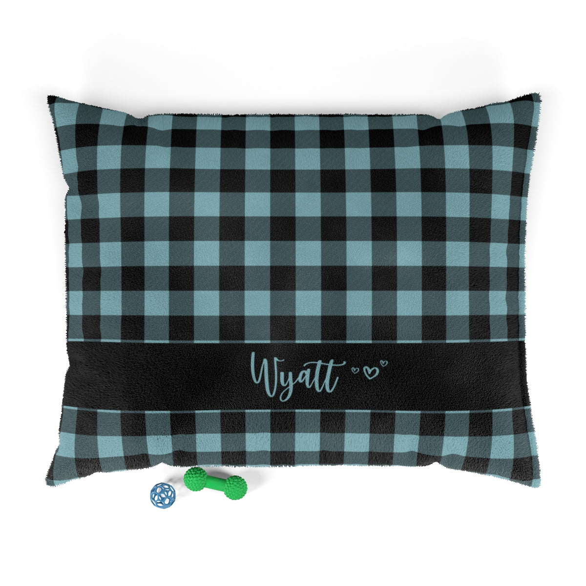 Blue And Black Buffalo Check Personalized Pet Bed