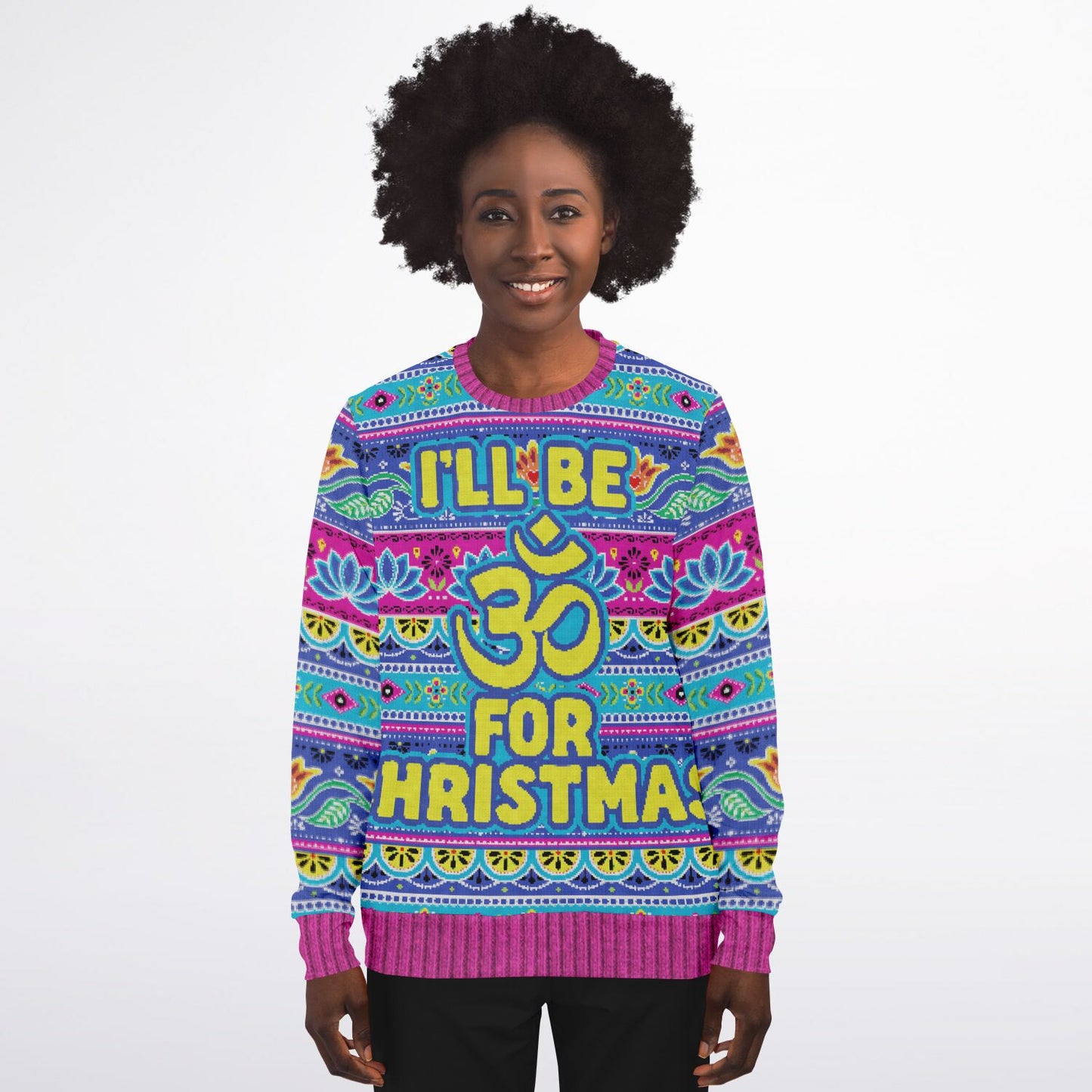 Holiday Ugly Christmas Sweater Sweatshirt I'LL BE OM FOR CHRISTMAS