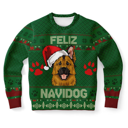 Holiday Ugly Christmas Sweater Sweatshirt FELIZ NAVIDOG - GERMAN SHEPARD