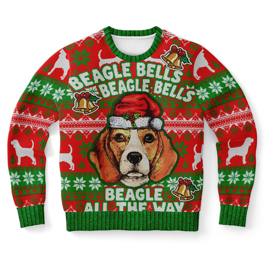 Holiday Ugly Christmas Sweater Sweatshirt BEAGLE ALL THE WAY