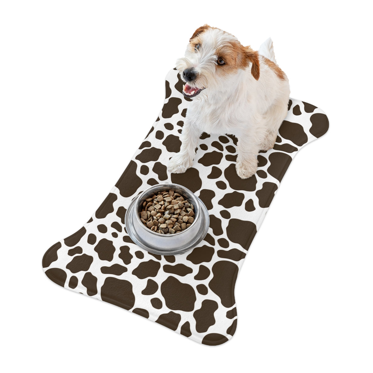 Bone Shape Pet Feeding Mat White With Khaki Paw Prints, For Dog Bowls, –  Puppana