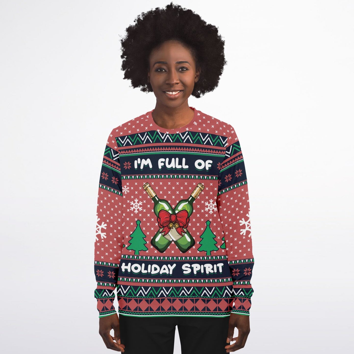 Holiday Ugly Christmas Sweater Sweatshirt FULL OF HOLIDAY SPIRIT