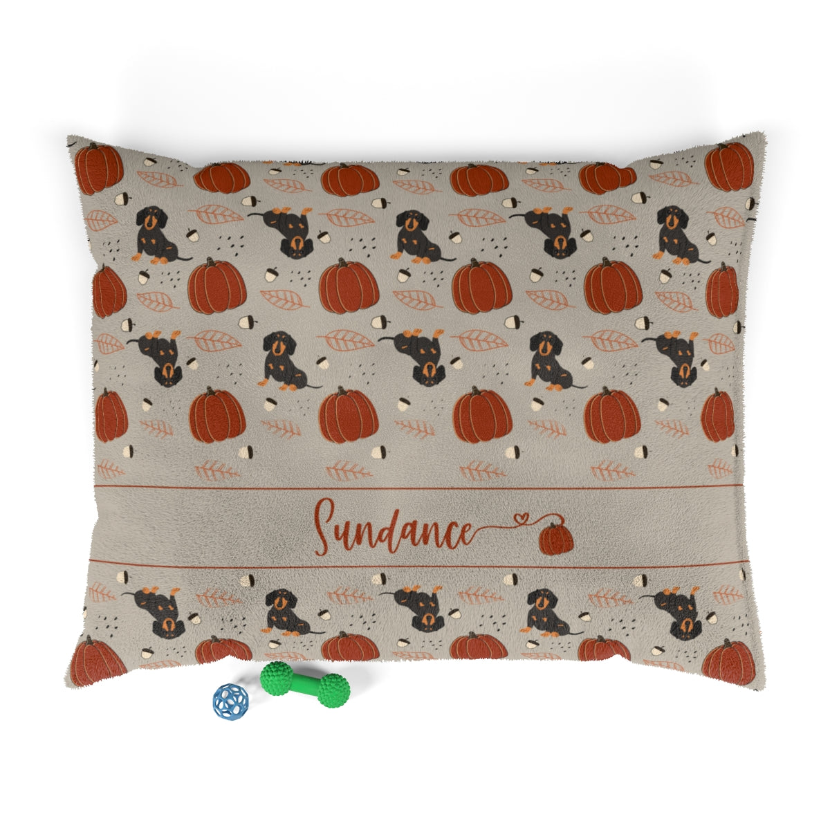 Dachshund Dog Pumpkins Personalized Pet Bed, Doxie Autumn Pet Bed