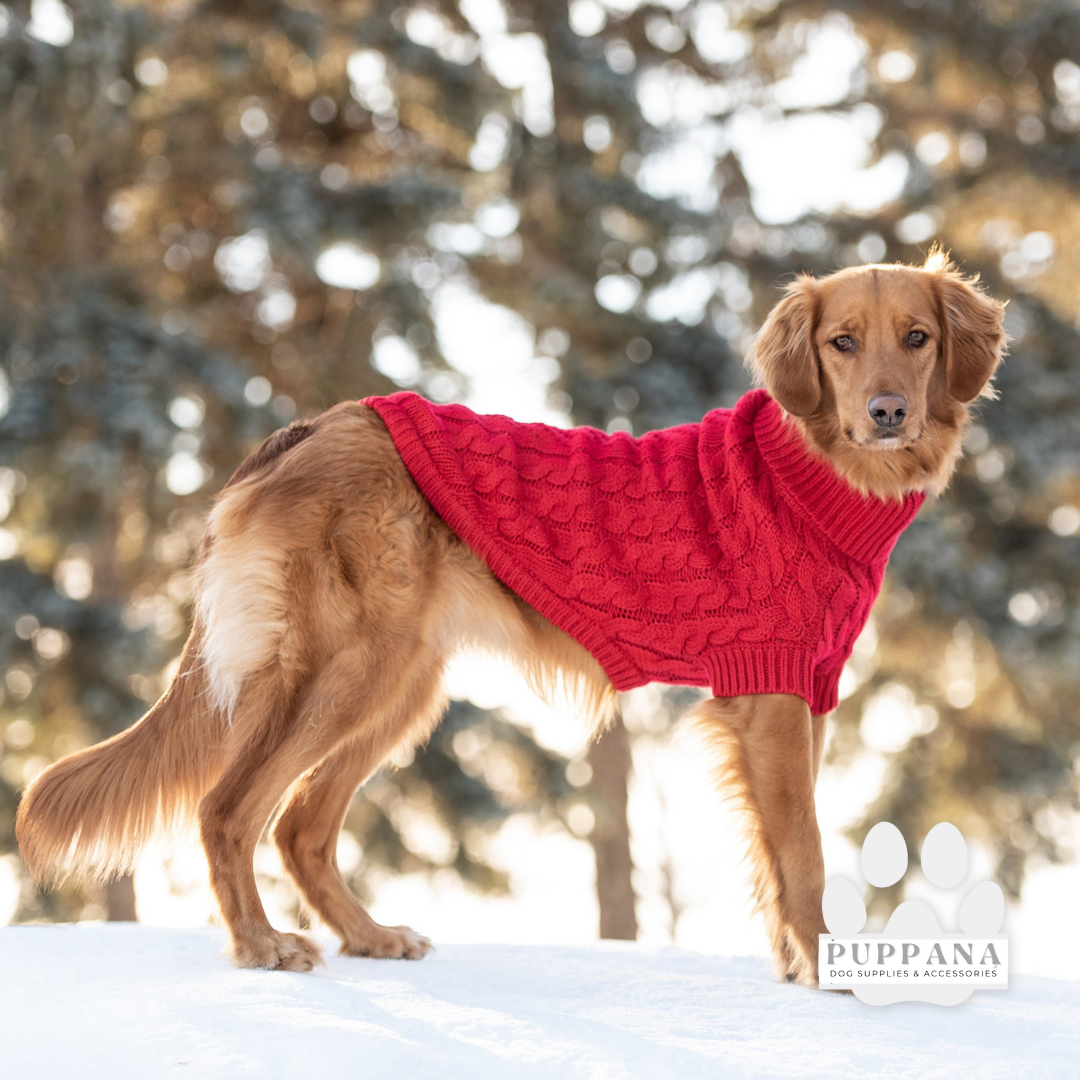 Classic Cable Knit Luxe Sweater in Red