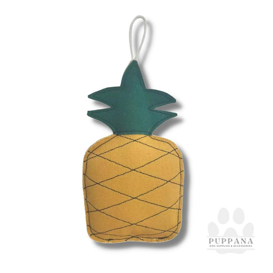 Eco-Friendly Yellow Pineapple Canvas and Jute Dog Chew Toy