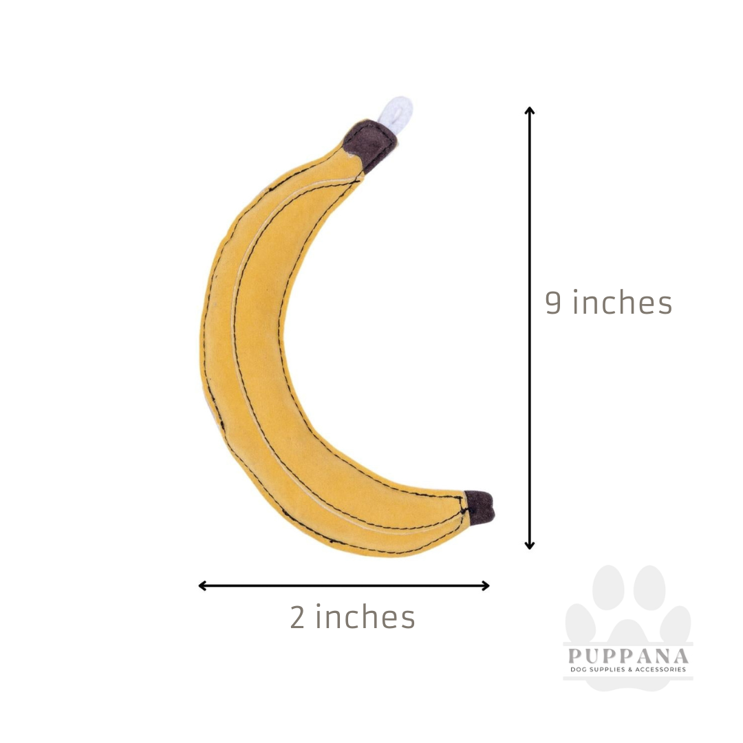 Eco-Friendly Vegan Leather Banana Dog Toy Made From Recycled Water Bottles