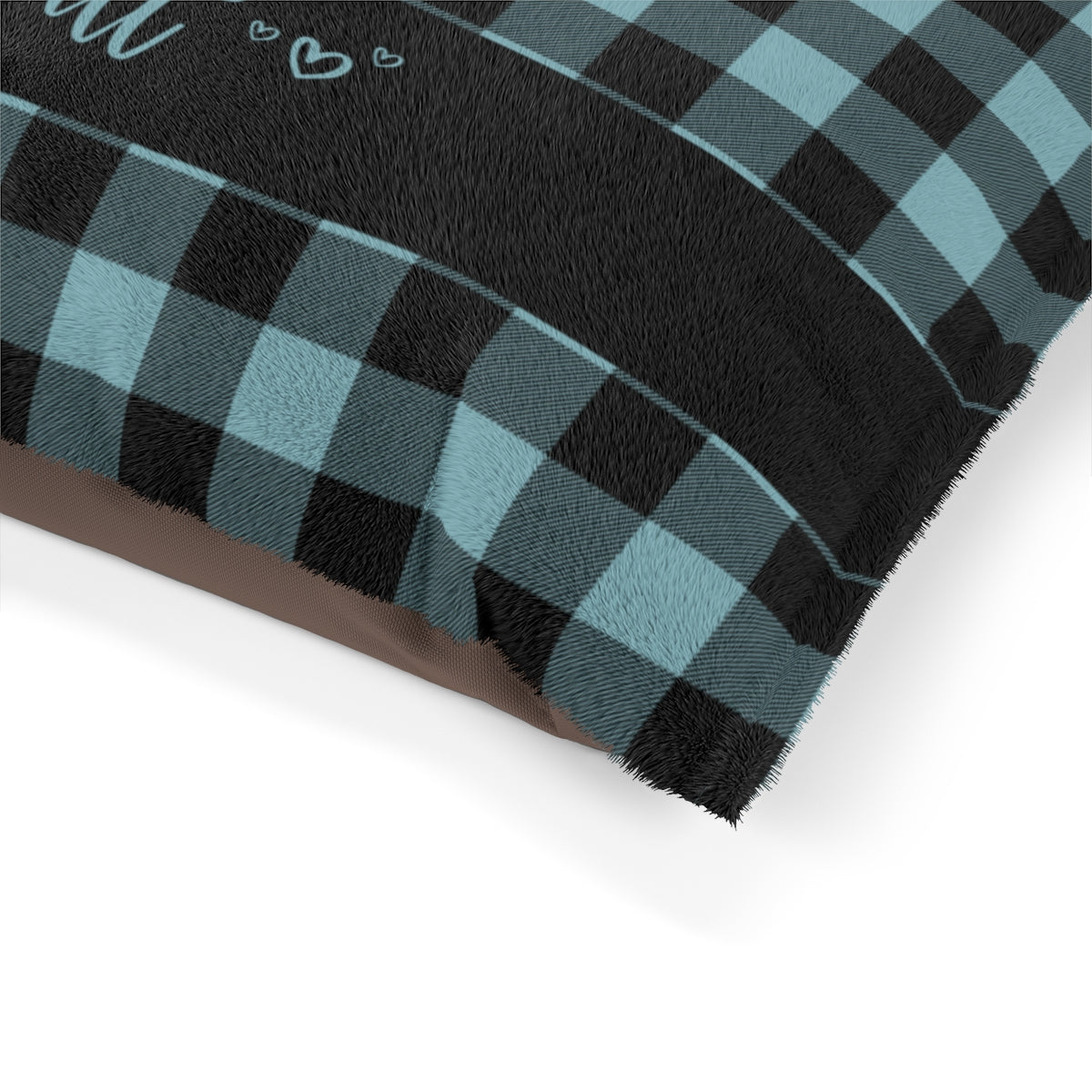 Blue And Black Buffalo Check Personalized Pet Bed