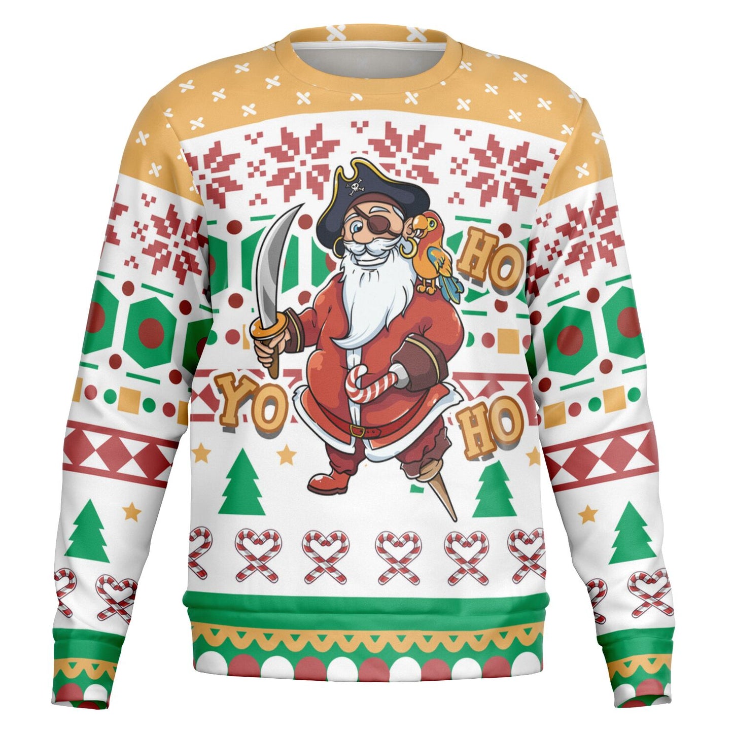 Holiday Ugly Christmas Sweater Sweatshirt YO HO HO! PIRATE