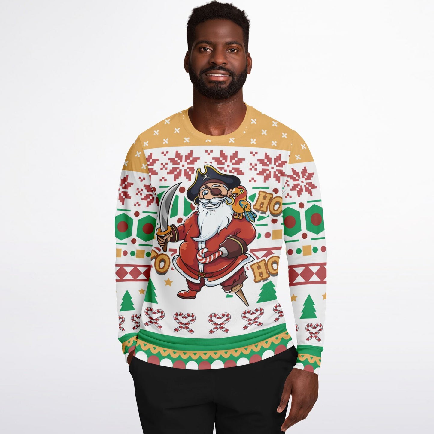 Holiday Ugly Christmas Sweater Sweatshirt YO HO HO! PIRATE