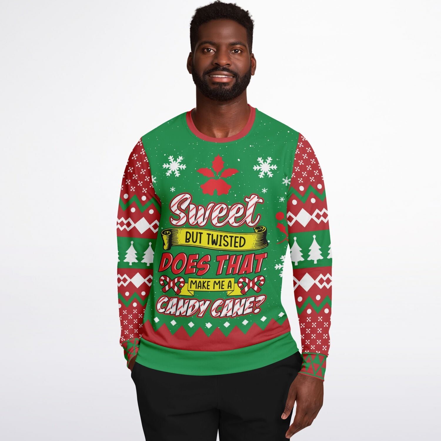 Candy cane 2025 ugly christmas sweater