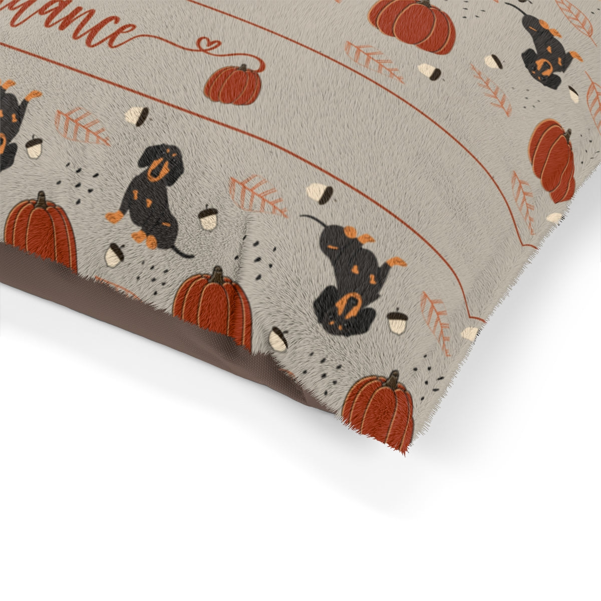 Dachshund Dog Pumpkins Personalized Pet Bed, Doxie Autumn Pet Bed