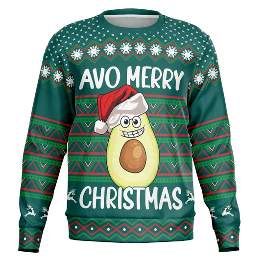 Holiday Ugly Christmas Sweater Sweatshirt Avocado AVO MERRY CHRISTMAS