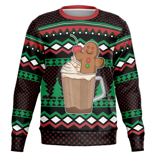 Holiday Ugly Christmas Sweater Sweatshirt GINGERBREAD IN COCOA