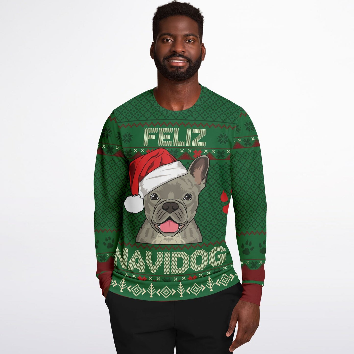 Holiday Ugly Christmas Sweater Sweatshirt FELIZ NAVIDOG - FRENCH BULLDOG