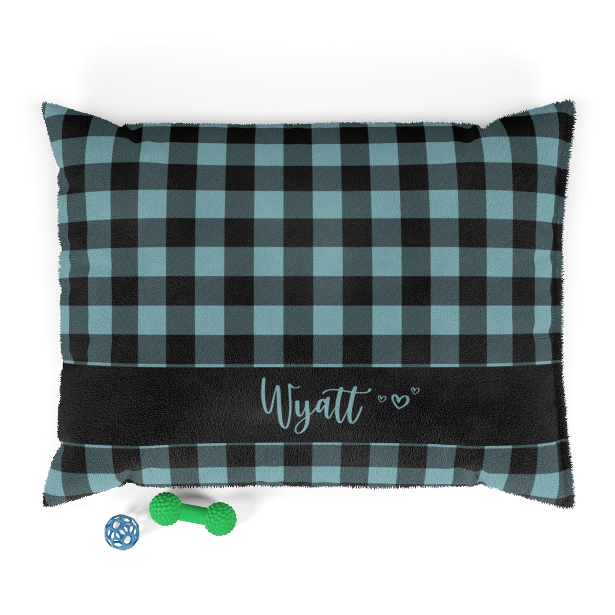 Blue And Black Buffalo Check Personalized Pet Bed