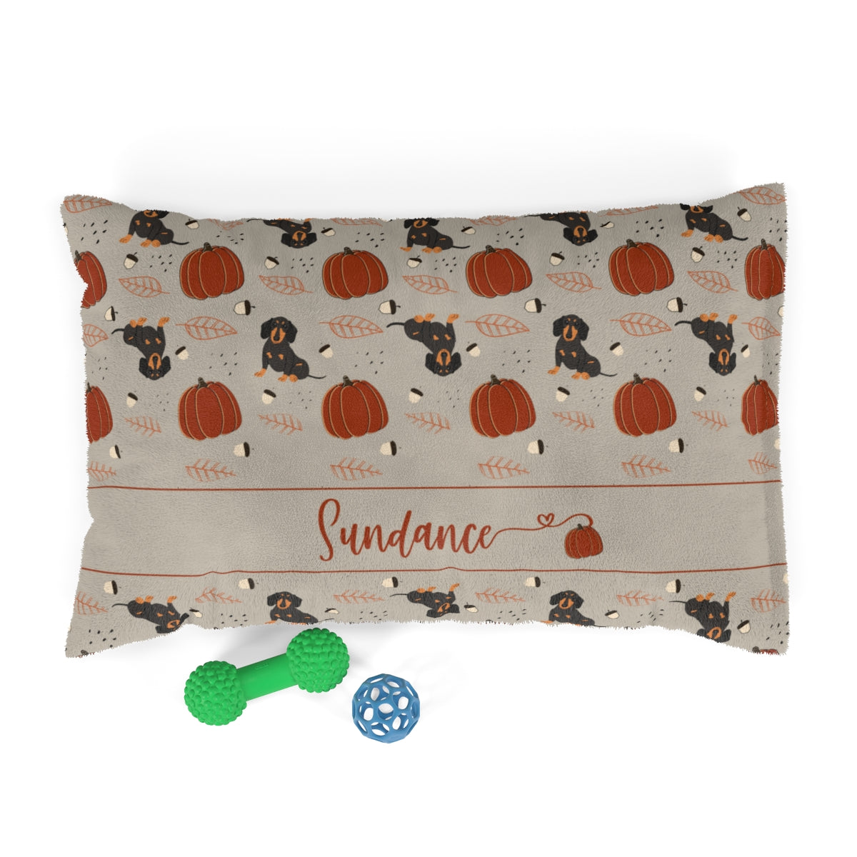 Dachshund Dog Pumpkins Personalized Pet Bed, Doxie Autumn Pet Bed