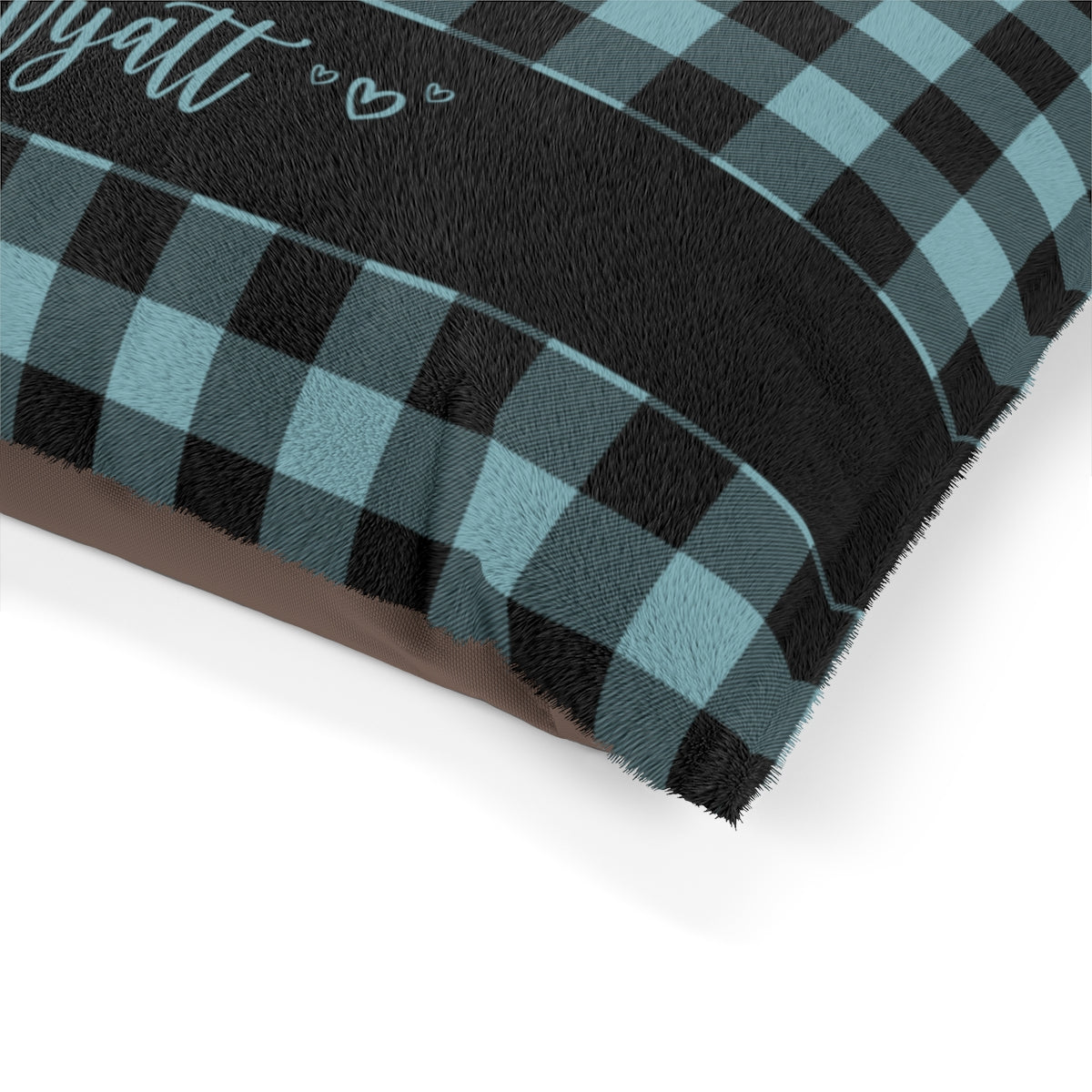 Blue And Black Buffalo Check Personalized Pet Bed