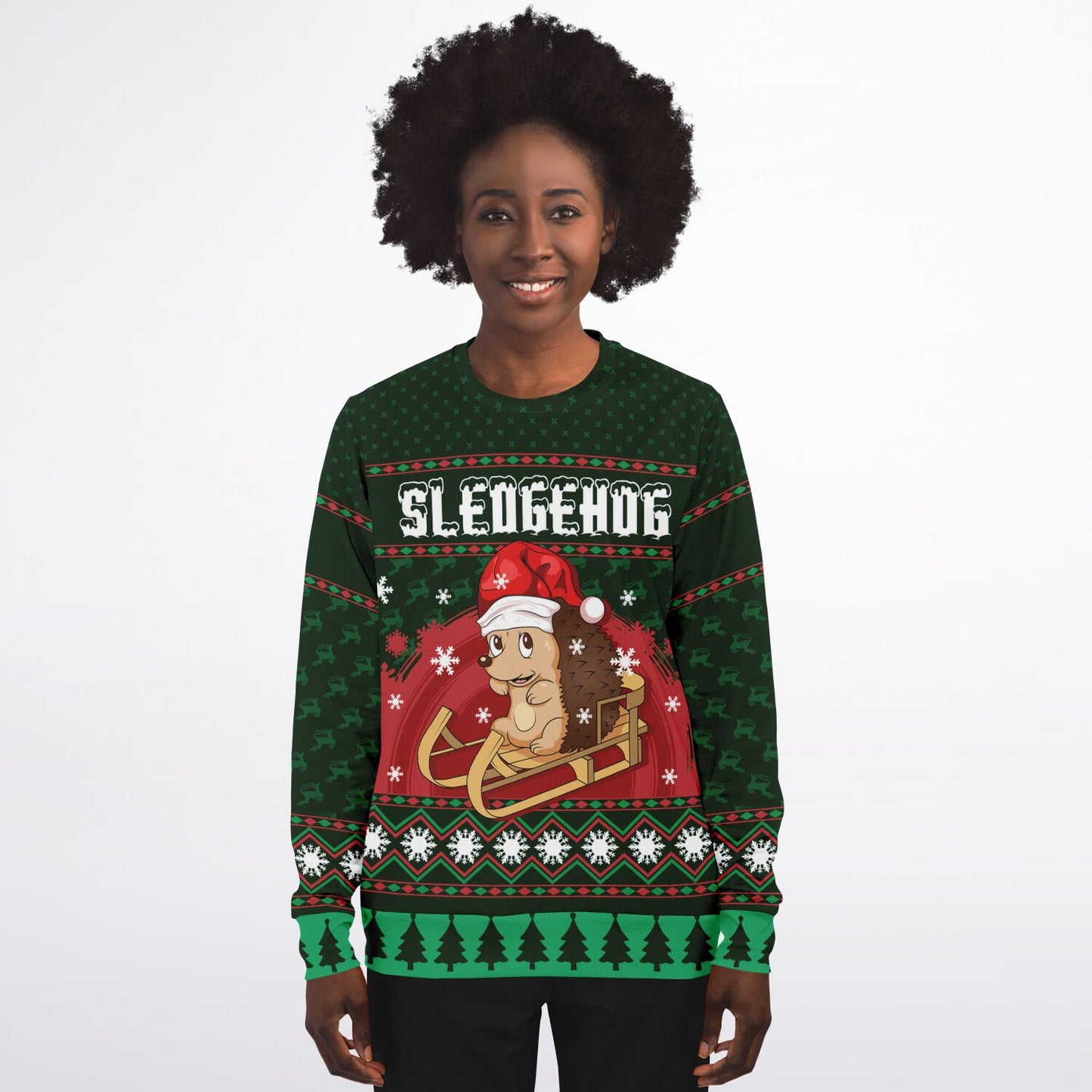 Holiday Ugly Christmas Sweater Sweatshirt SLEDGEHOG