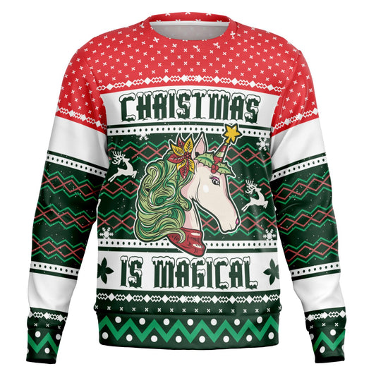 Holiday Ugly Christmas Sweater Sweatshirt UNICORN CHRISTMAS IS MAGICAL