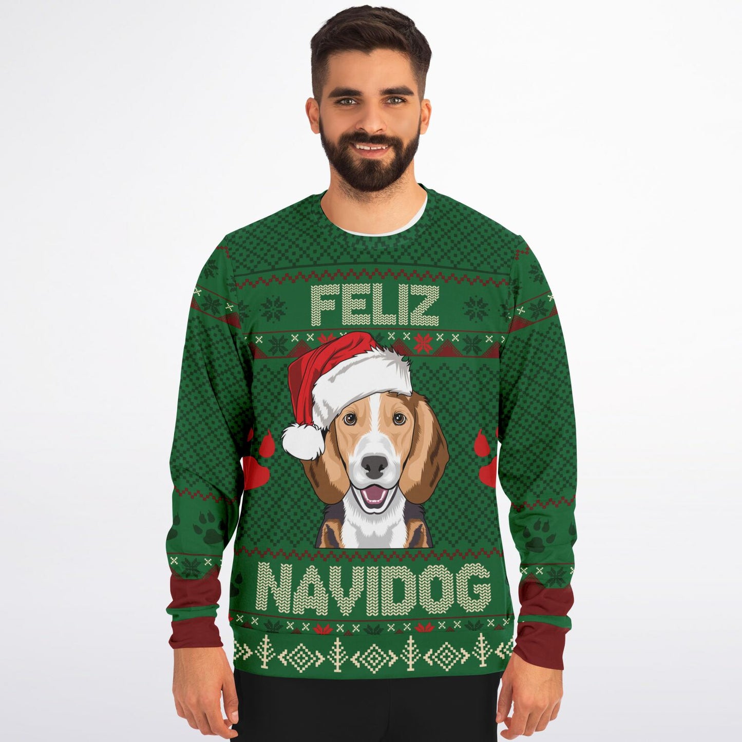 Holiday Ugly Christmas Sweater Sweatshirt FELIZ NAVIDOG - BEAGLE