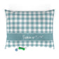 Buffalo Plaid Dog Bed Light Blue Check, Personalize With Your Dog's Name, Pillow Crate Bedding