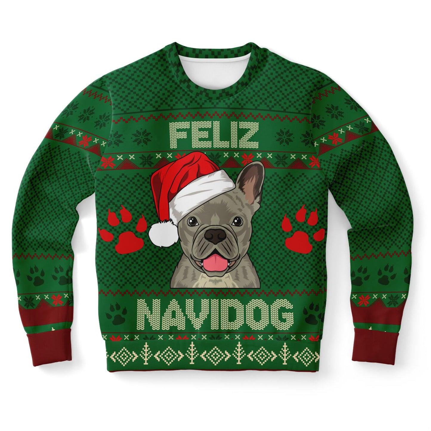 Holiday Ugly Christmas Sweater Sweatshirt FELIZ NAVIDOG - FRENCH BULLDOG