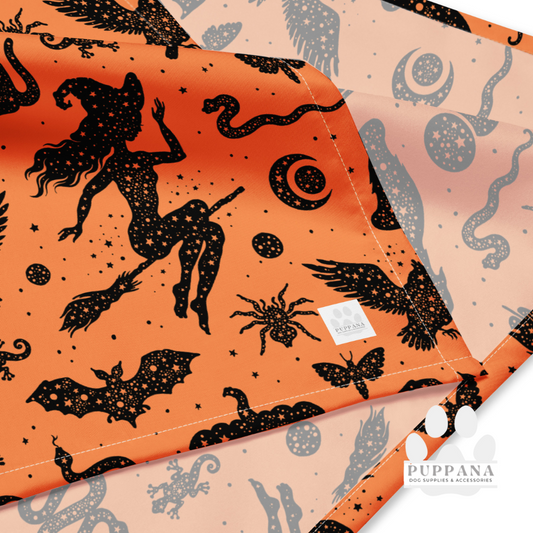 Halloween Howl-At-The Moon Orange & Black Bandana