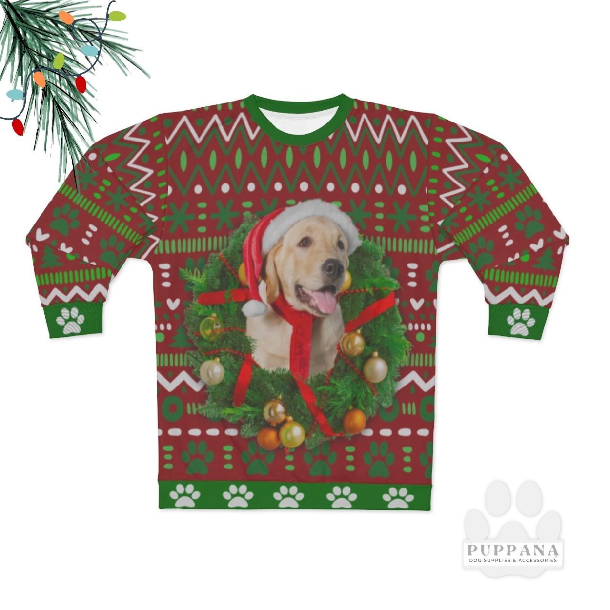 Holiday Ugly Christmas Sweater Sweatshirt Red Personalize Customize With Your Own Dog Photo