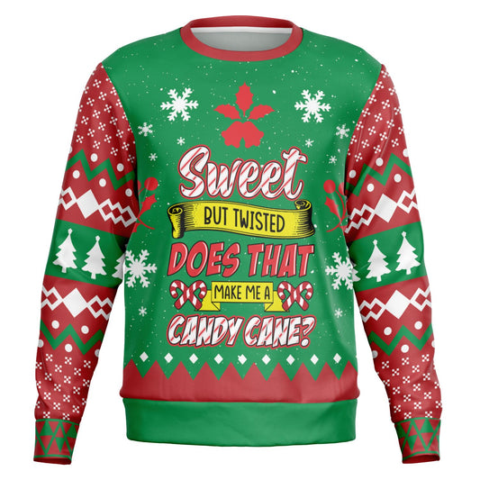 Holiday Ugly Christmas Sweater Sweatshirt SWEET BUT TWISTED CANDY CANE