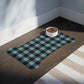 Bone Shape Feeding Mat Buffalo Plaid Blue And Black, Mat For Dog Bowls, Buffalo Check Dog Placemat