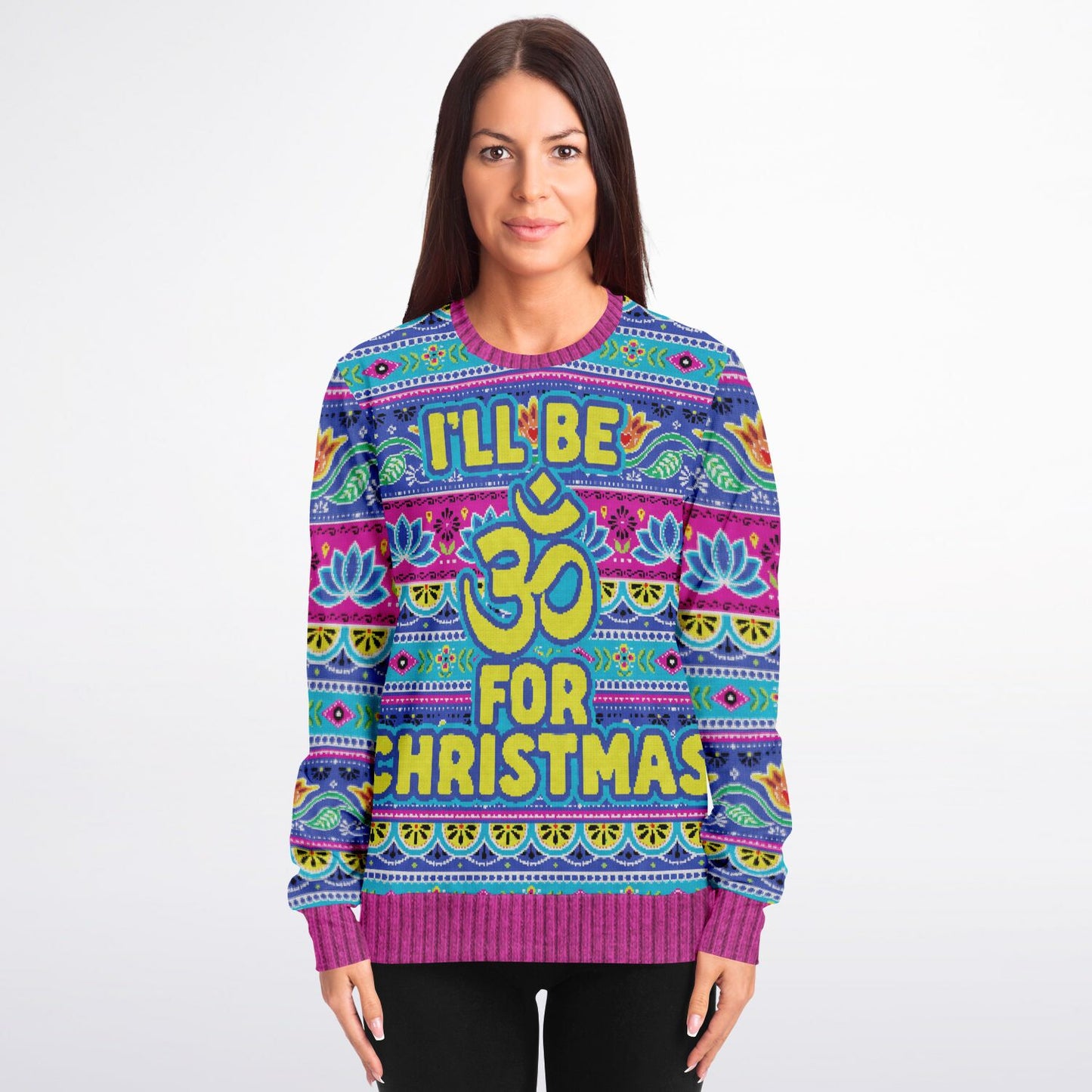 Holiday Ugly Christmas Sweater Sweatshirt I'LL BE OM FOR CHRISTMAS