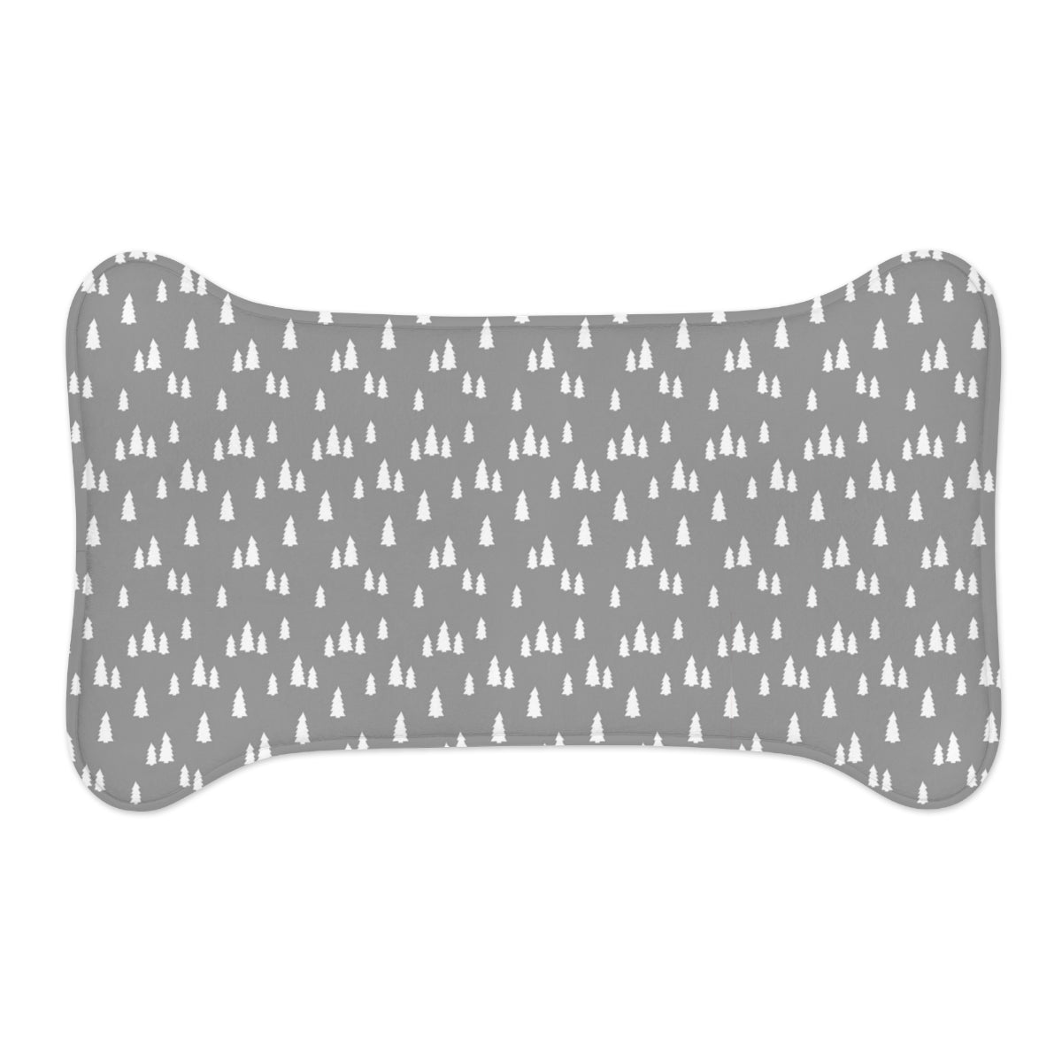 Bone Shape Feeding Mat Grey And White Trees, Mat For Dog Bowls, Christmas Holiday Mat