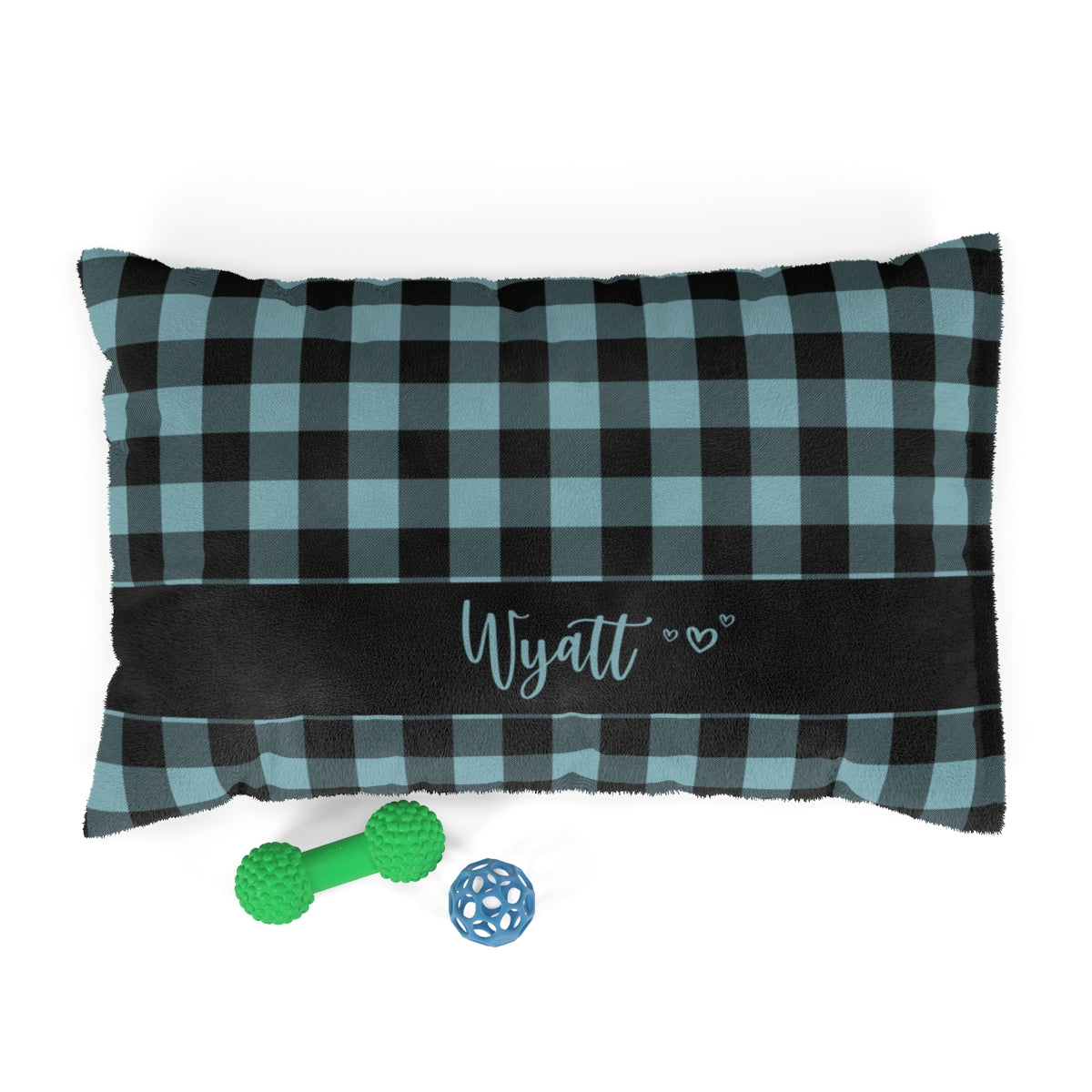 Blue And Black Buffalo Check Personalized Pet Bed