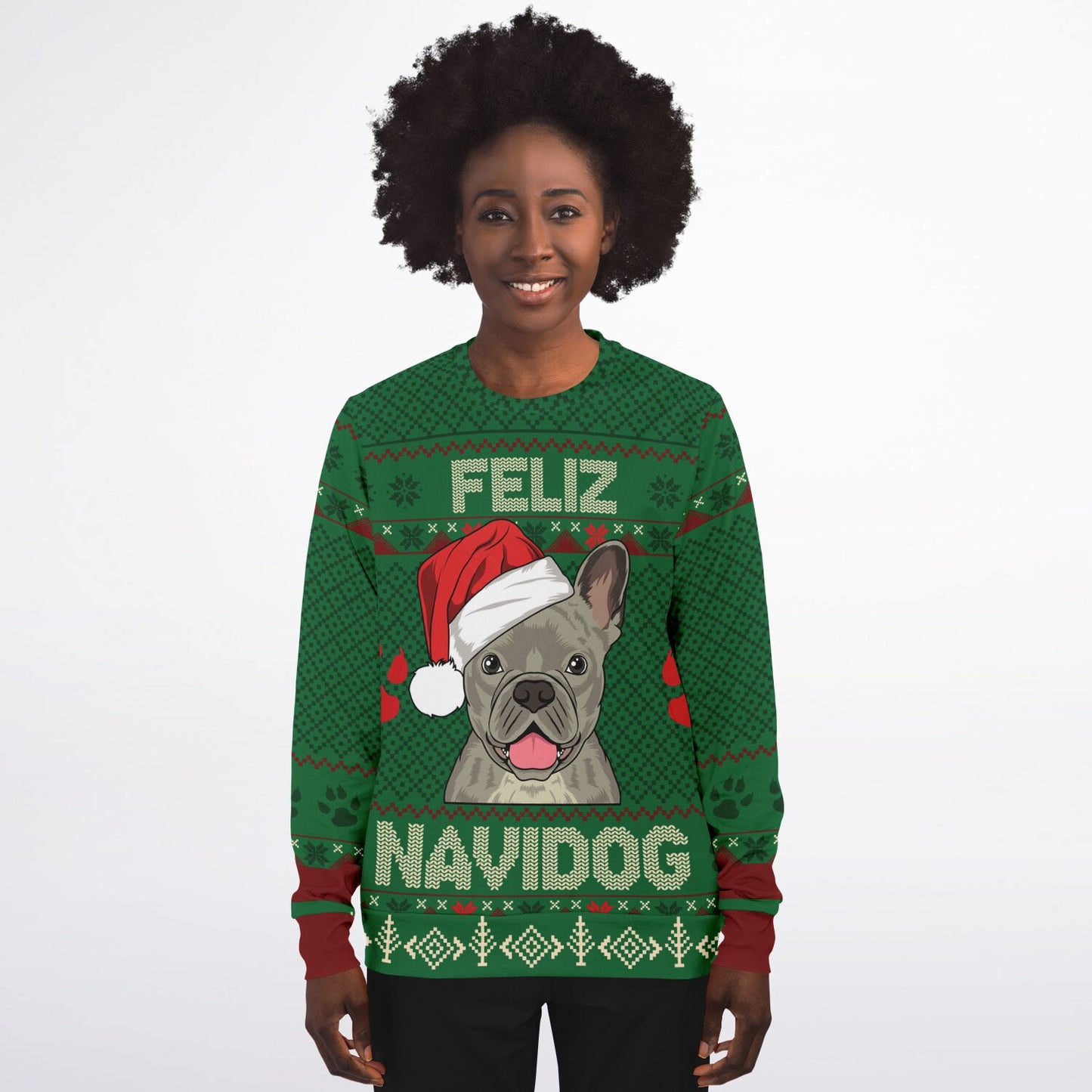 Holiday Ugly Christmas Sweater Sweatshirt FELIZ NAVIDOG - FRENCH BULLDOG