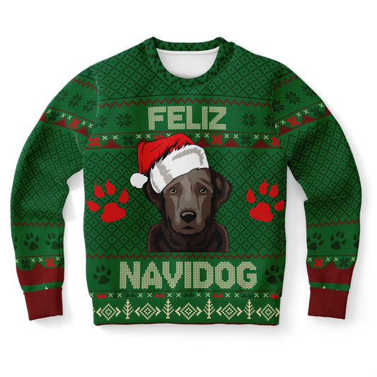 Holiday Ugly Christmas Sweater Sweatshirt FELIZ NAVIDOG - LABRADOR