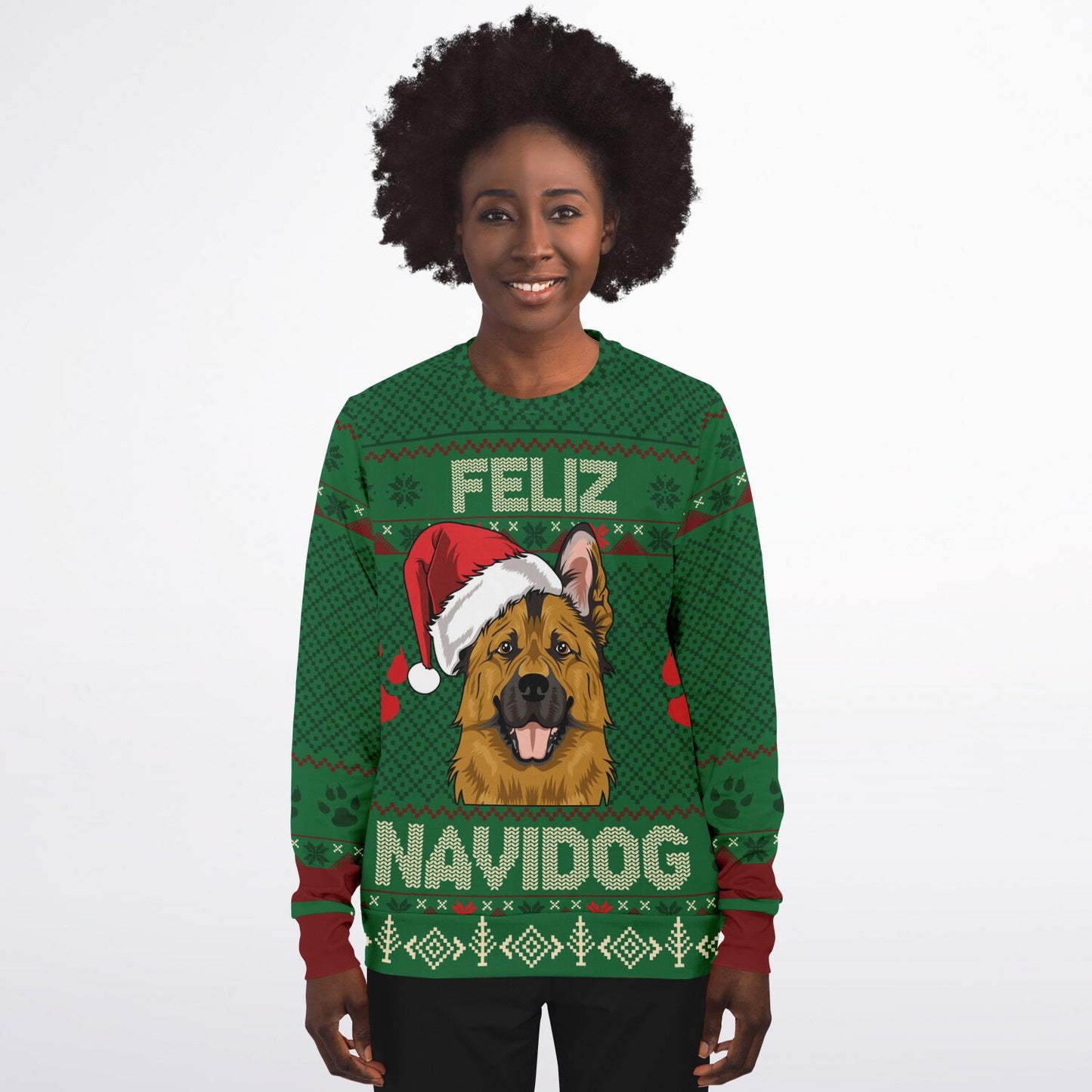 Holiday Ugly Christmas Sweater Sweatshirt FELIZ NAVIDOG - GERMAN SHEPARD