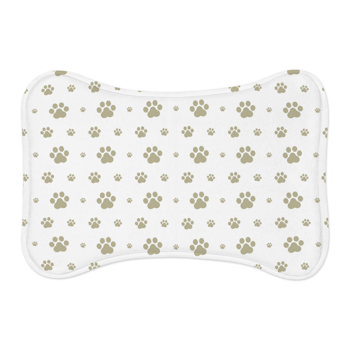 Bone Shape Pet Feeding Mat White With Khaki Paw Prints, For Dog Bowls, –  Puppana