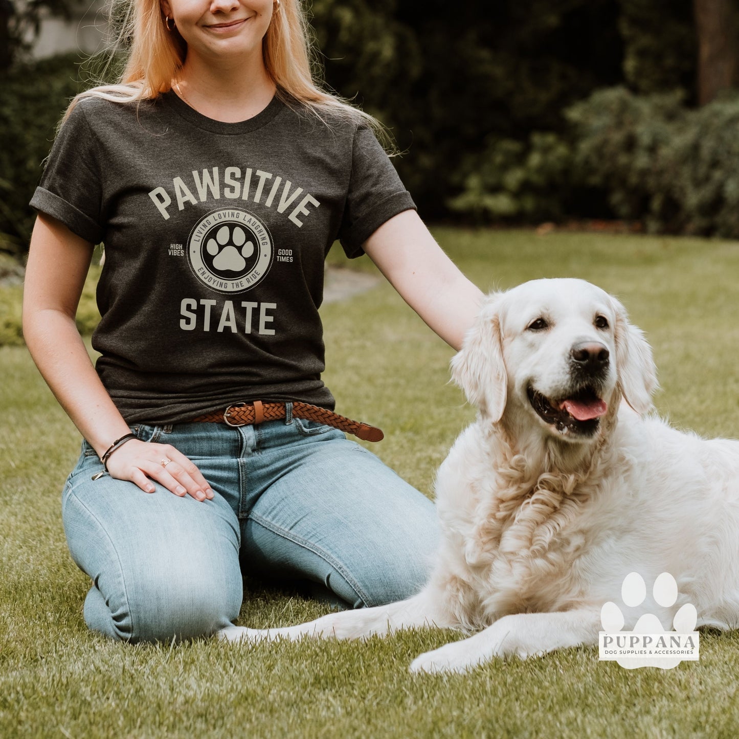 Pawsitive State Unisex T-Shirt Light Design on Dark