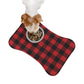 Bone Shape Feeding Mat Buffalo Plaid Red And Black, Mat For Dog Bowls, Buffalo Check Holiday Mat