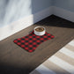 Bone Shape Feeding Mat Buffalo Plaid Red And Black, Mat For Dog Bowls, Buffalo Check Holiday Mat