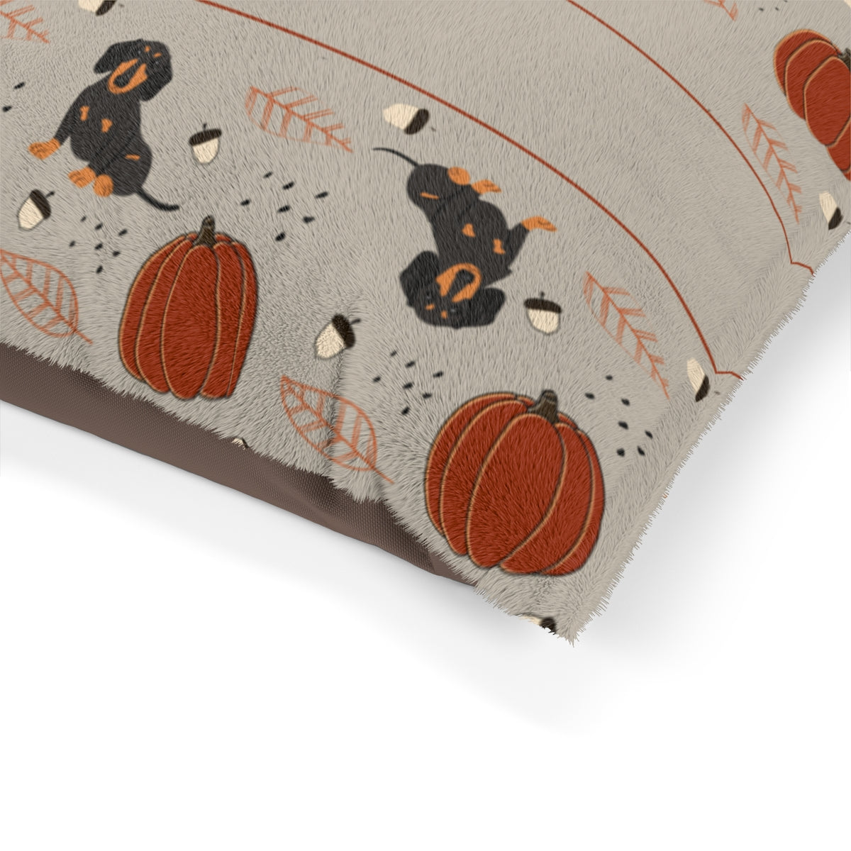 Dachshund Dog Pumpkins Personalized Pet Bed, Doxie Autumn Pet Bed