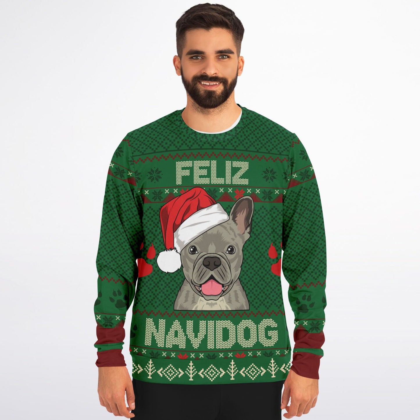 Holiday Ugly Christmas Sweater Sweatshirt FELIZ NAVIDOG - FRENCH BULLDOG