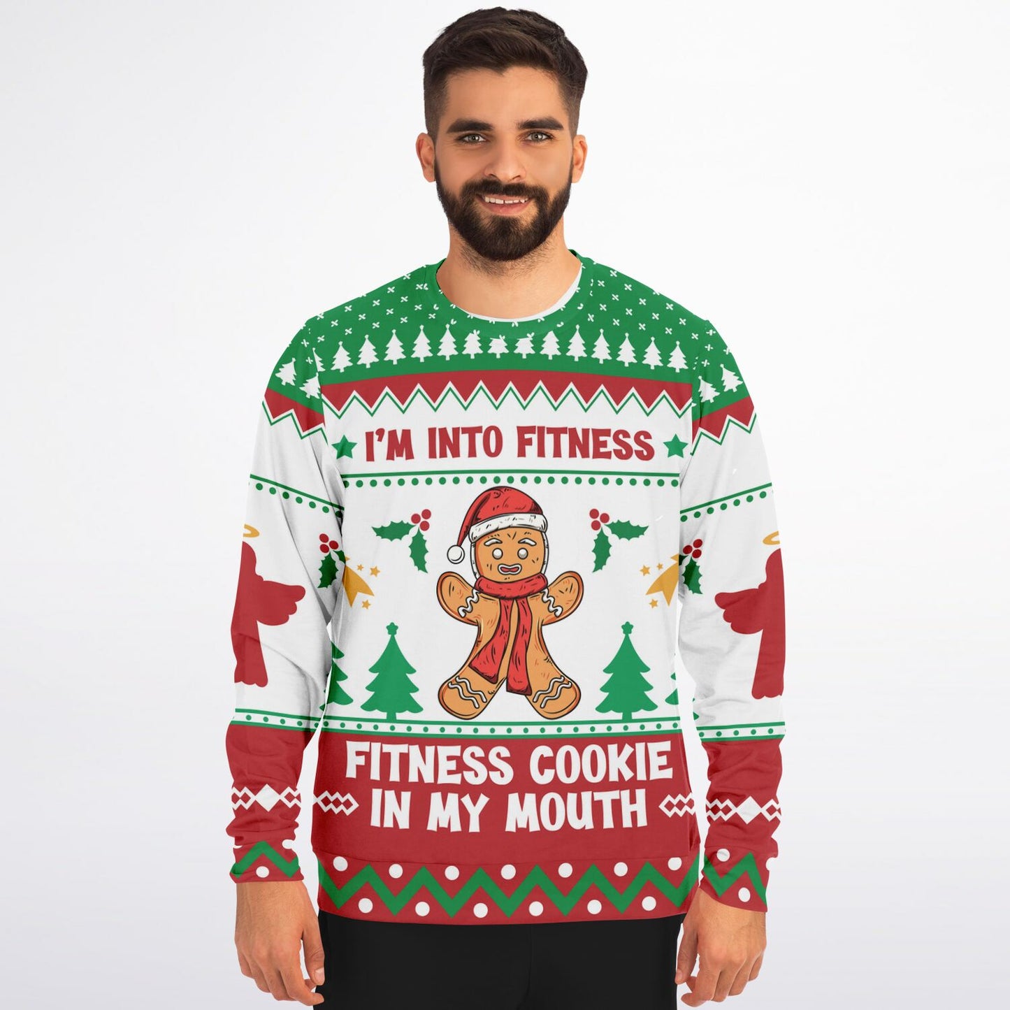 Holiday Ugly Christmas Sweater Sweatshirt FITNESS COOKIE IN MY MOUTH