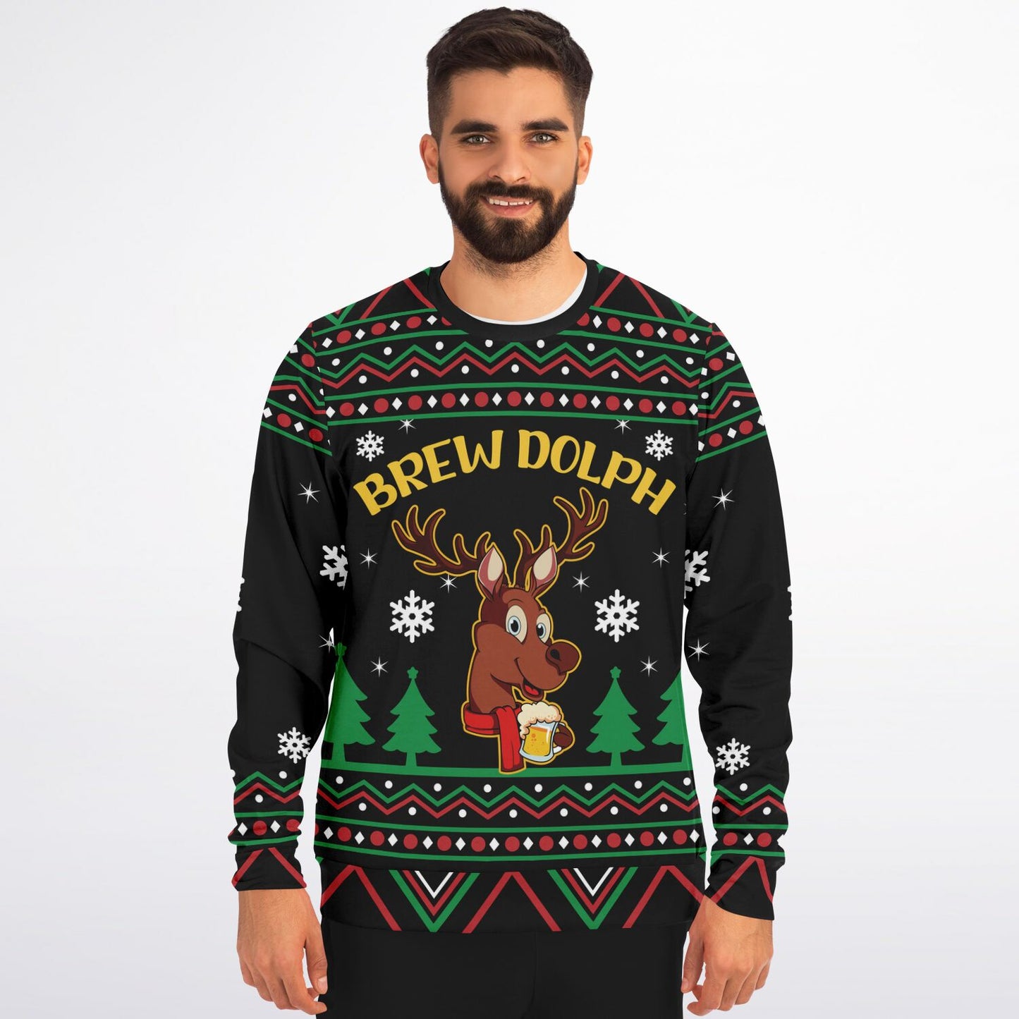 Holiday Ugly Christmas Sweater Sweatshirt BREWDOLPH REINDEER