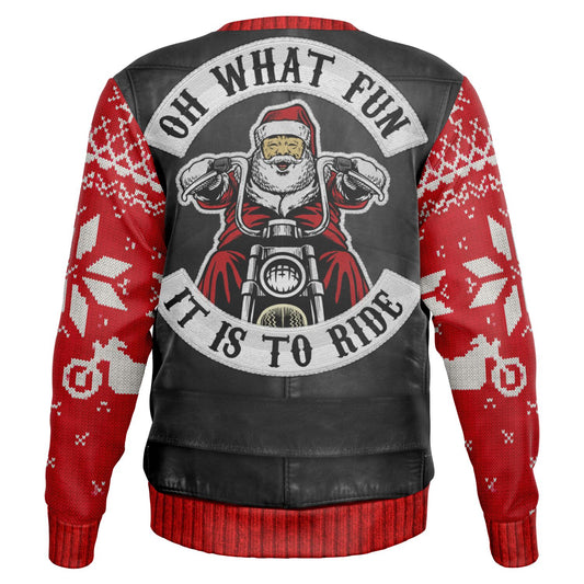 Holiday Ugly Christmas Sweater Sweatshirt OH WHAT FUN IT IS TO RIDE