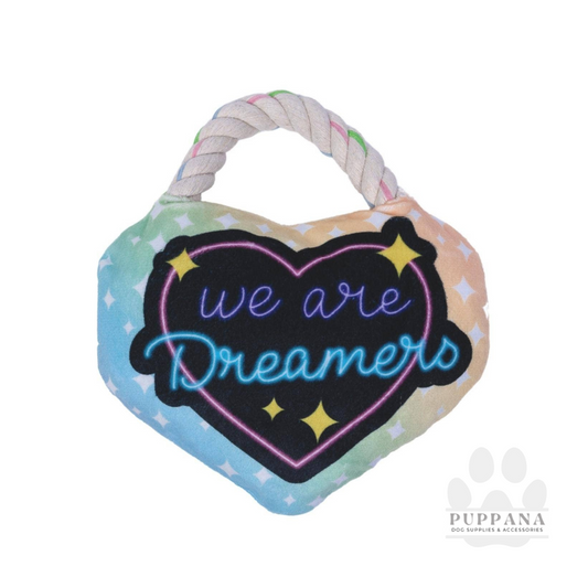 Crinkle and Squeaky Heart 'We Are Dreamers'  Plush Dog Toy