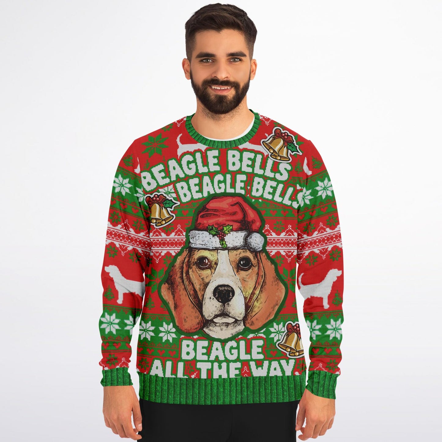 Holiday Ugly Christmas Sweater Sweatshirt BEAGLE ALL THE WAY